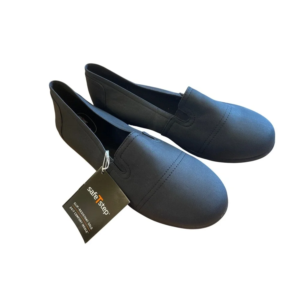 Safe T Step Eve Comfort Black Slip-Resistant Slip-On Shoes 11 Loafers